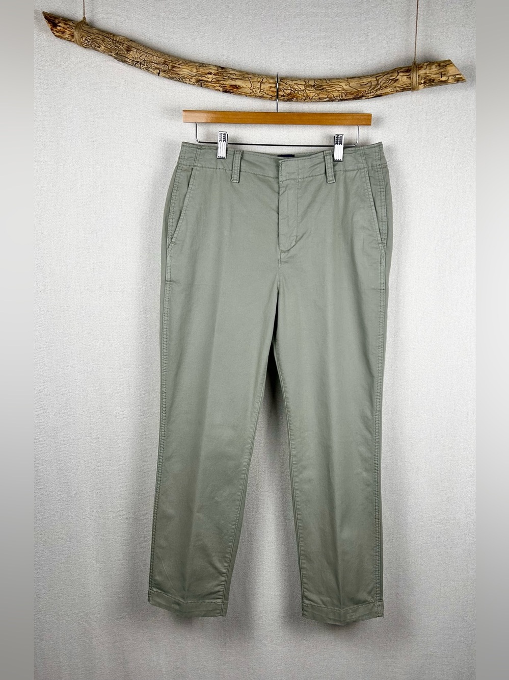 GAP Sage Green Chino Pants | Relaxed Straight Leg Stretch Cotton Trousers